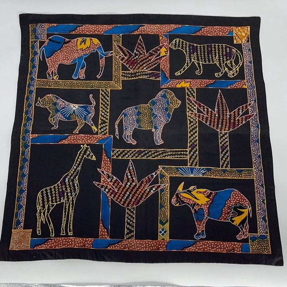 Animal Print Pillow Cover Case Blanket Black Gold Cotton Size‎ 33”x33”